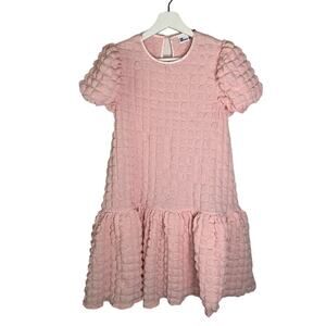 NWT The Tiny Universe Cap Sleeves Textured Midi Dress Pink Girls Size 10Y